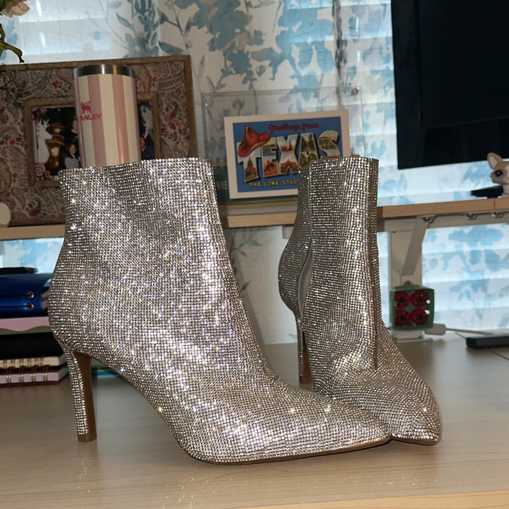 Gianni Bini Sparkling Silver Heeled Boots